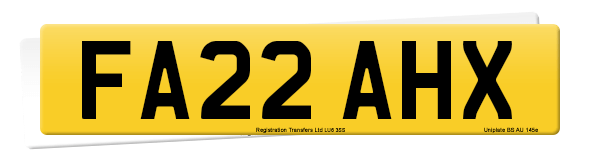 Registration number FA22 AHX